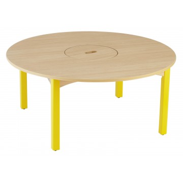 Table ronde en bois pour enfants avec bac de rangement 