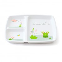 Plateau bébé 3 compartiments déco "Souris verte"