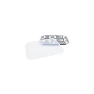 Lot de 12 - Plateau 4 compartiments Inox + son couvercle